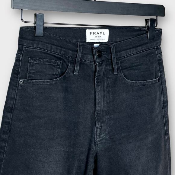 FRAME DENIM Eyelet-Hem Flared Crop Jeans in Lacey Size 25 Faded Black - Picture 4 of 7